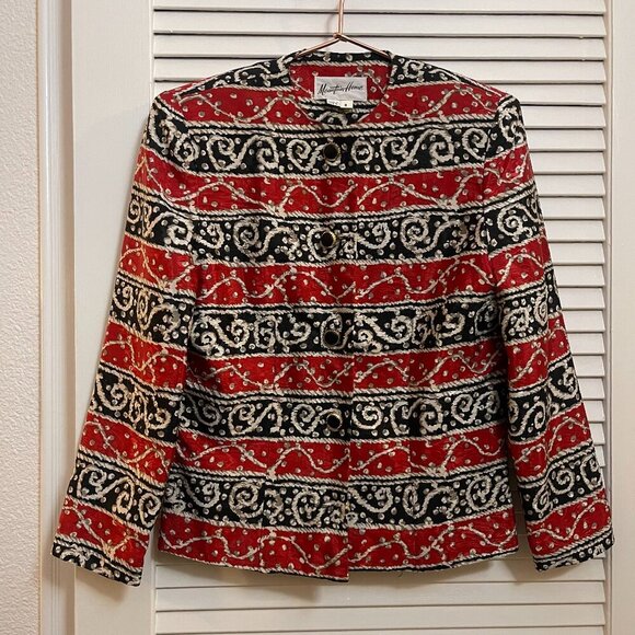 Mountain Home Jackets & Blazers - Vintage Made in USA Statement Jacket | Red Black Gold Geometric